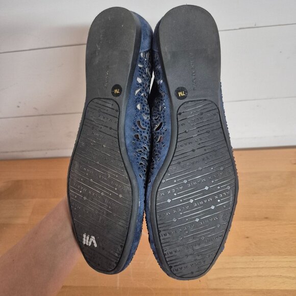 Alex Marie Navy Blue Laser Cut Ballet Flats Slip-On Womens Shoes Size 7M - Picture 3 of 6